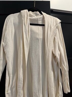 Barefoot Dreams Cream Hooded Open-Front Cardigan